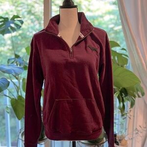 PINK Victoria's Secret Maroon Quarter-Zip Sweatshirt